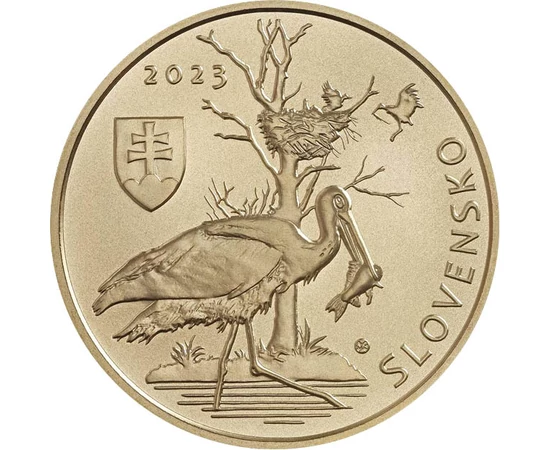 5 euró Halászó fekete gólya címer  CuNi 19 g Szlovákia 2023