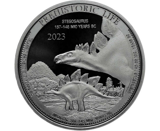 20 frank, Stegoszaurus, , Ag 9999, 31,1 g, Kongó, 2023
