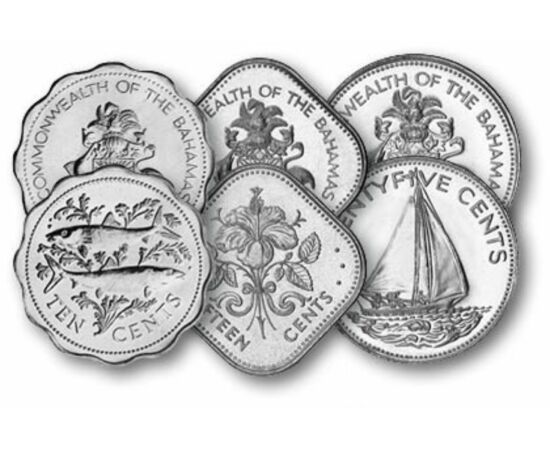 1, 5, 10, 15, 25 cent, , 0, 0, Bahama-szigetek, 1974-2006