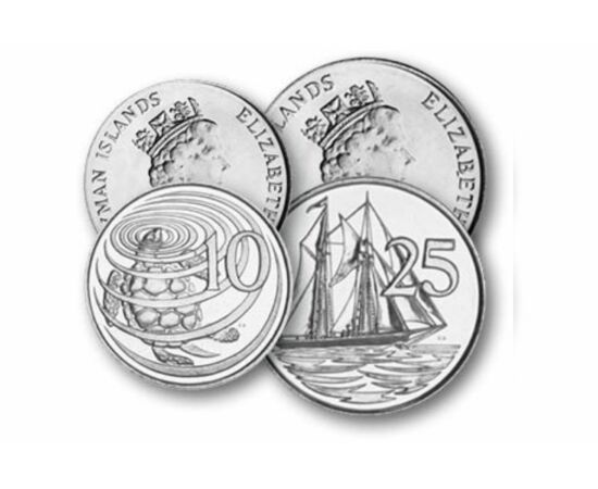 1, 5, 10, 25 cent, , 0, 0, Kajmán-szigetek, 1987-1996