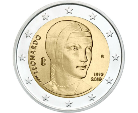  2 euró, Leonardo, Hölgy hermelinnel, Olaszország