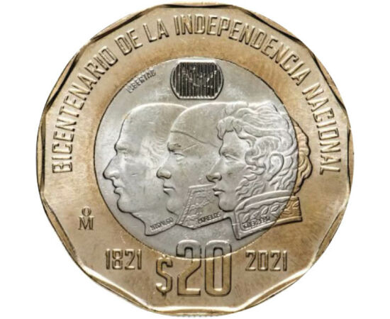 20 peso, Portré, , , CuNi, 12,67 g, Mexikó, 2021