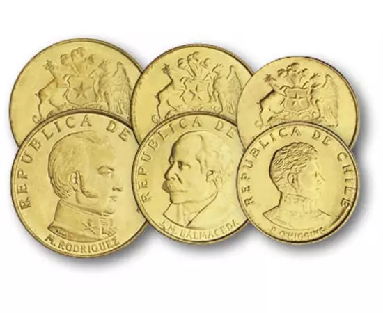 10, 20, 50 centesimo, 1, 5 escudo, , 0, 0, Chile, 1971-1972