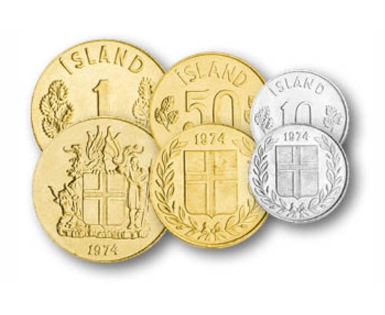 10, 50 aurar, 1, 5, 10, 50 korona, , 0, 0, Izland, 1970-1980
