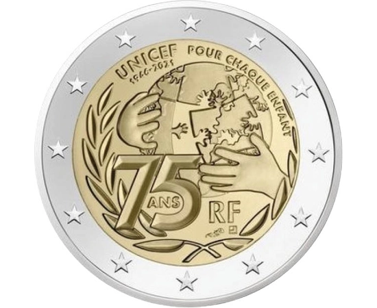 FRA/ 2 euró, Unicef 75 éves, 2021, Franciaország