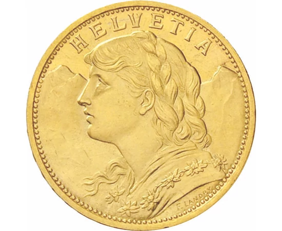  20 frank, Vreneli, 1883-1949, arany, Svájc