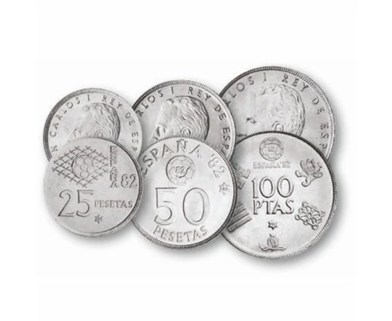 50 centimo, 1, 5, 25, 50, 100 peseta, , 0, 0, Spanyolország, 1980