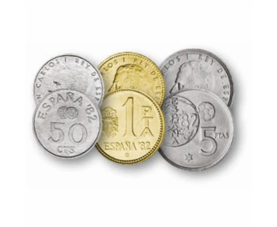 50 centimo 1 5 25 50 100 peseta  0 0 Spanyolország 1980