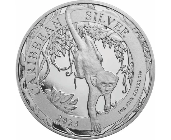 BAR/ 1 dollár, Zöld majom, Ag,2023, Barbados