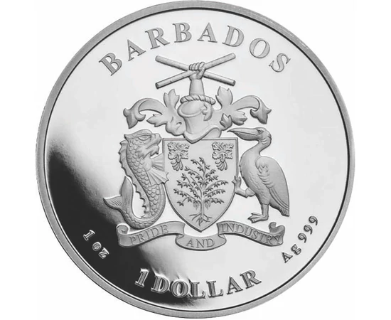 BAR/ 1 dollár Zöld majom Ag2023 Barbados