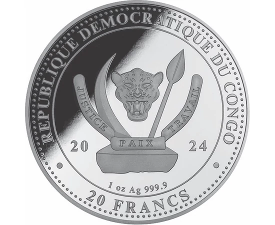 20 frank Címer   Ag 9999 311 g Kongó 2024