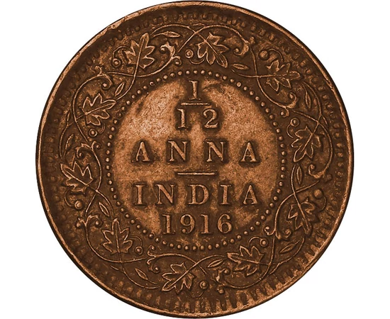 1/12 anna Levelek   Bronz 165 g Brit India 1914-1918