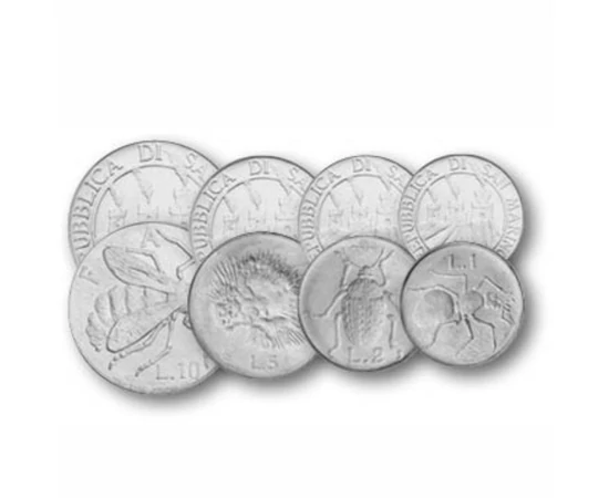 1, 2, 5, 10, 20, 50, 100 líra, , 0, 0, San Marino, 1974
