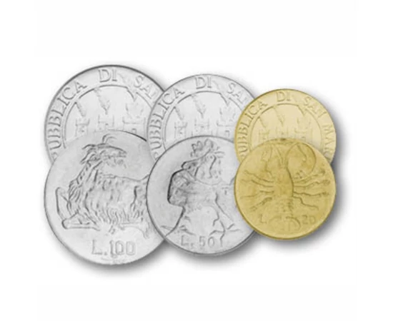1 2 5 10 20 50 100 líra  0 0 San Marino 1974