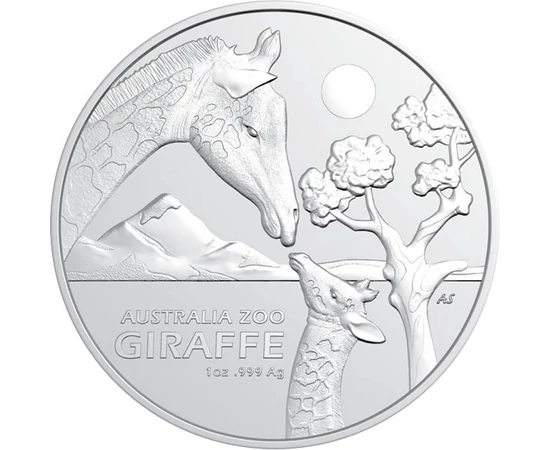 1 dollár, Zsiráfok, színsúly, Ag 999, 31,1 g, Ausztrália, 2024