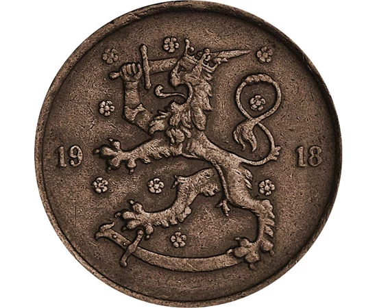 5 pennia Névérték rózsák Cu 25 g Finnország 1918