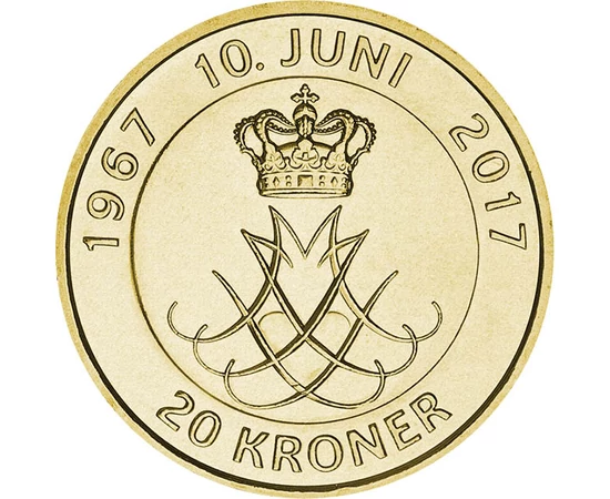 20 korona Koronás monogram   Al-Bronz 93 g Dánia 2017