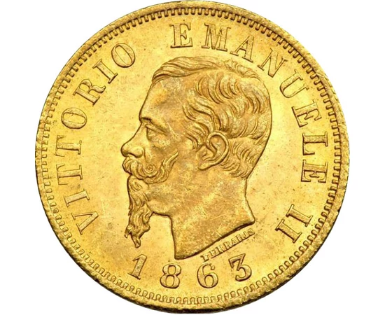  10 líra, II.ViktorEmánuel,Au1863-65, Olaszország