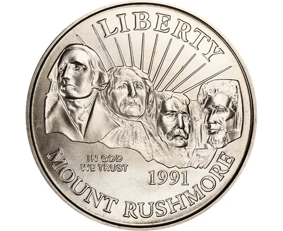 1/2 dollár, Rushmore hegy, , CuNi, 11,34 g, USA, 1991