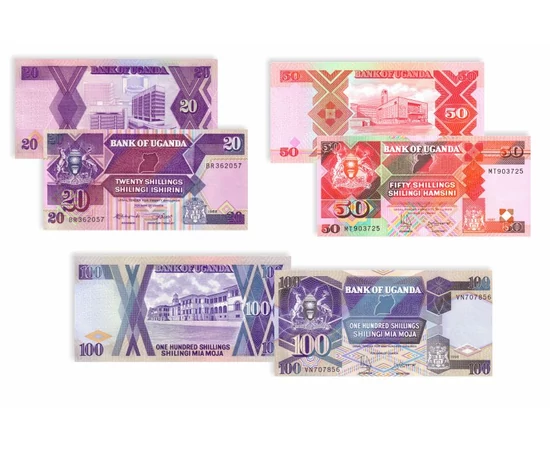 5, 10, 20, 50, 100 shilling, , 0, 0, Uganda, 1987-1998