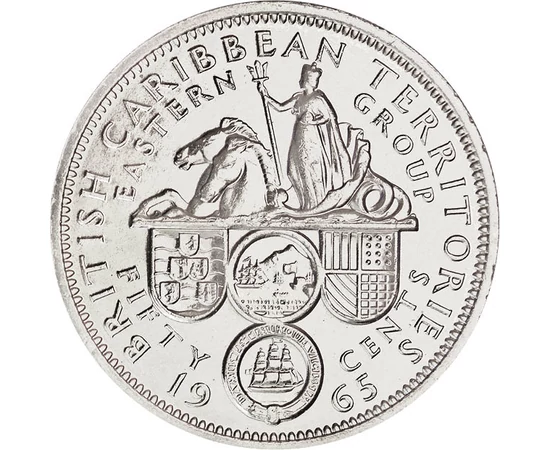50 cent, Címer, , , CuNi, 13 g, Brit-karibi Terület, 1955-1965