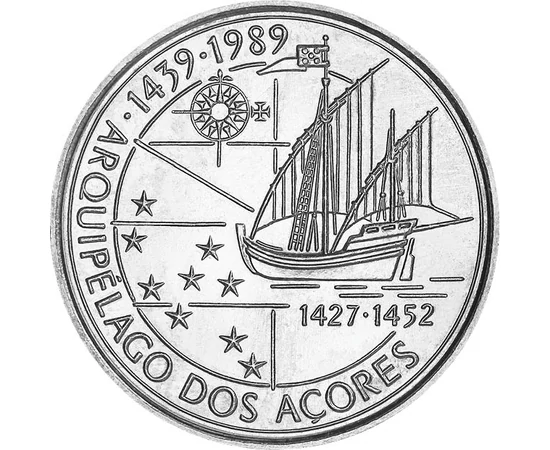 100 escudo, Hajó, , CuNi, 16,5 g, Portugália, 1989