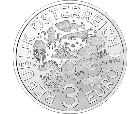 3 euró Tengeri állatok  CuNi 16 g Ausztria 2025
