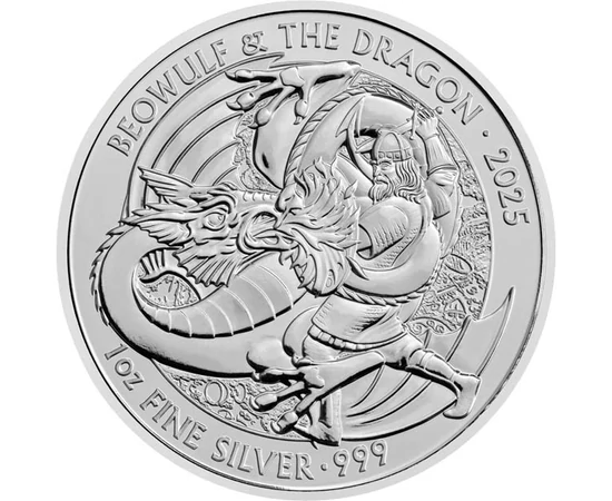 2 font, Beowulf és a sárkány küzdelme, , Ag 999, 31,1 g, Nagy-Britannia, 2025