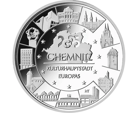 20 euró, Chemnitz épületei, Ag 925, 18 g, Németország, 2025