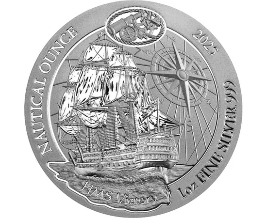 50 frank, HMS Victory, iránytű, , Ag 999, 31,1 g, Ruanda, 2025