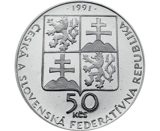 50 korona Címer   Ag 700 7 g Csehszlovákia 1991