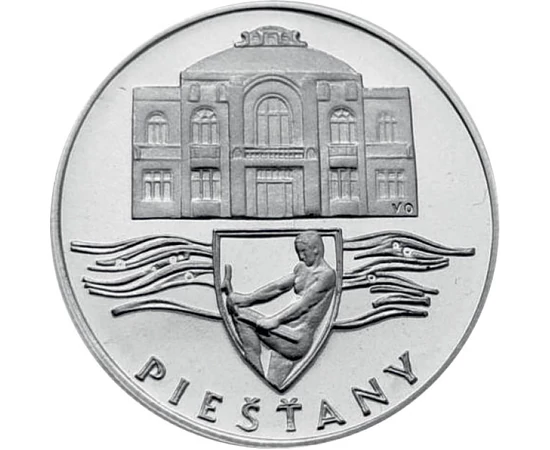 50 korona, Pöstyén címere, fürdő épülete, Ag 700, 7 g, Csehszlovákia, 1991