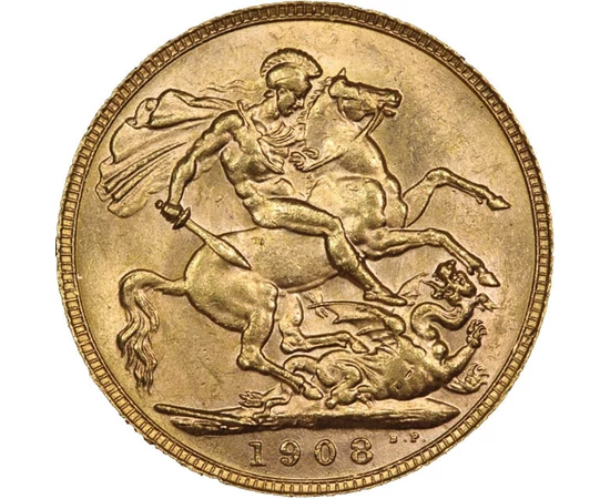 1 sovereign, Szent György és a sárkány, Au 917, 7,99 g, Nagy-Britannia, 1902-1910