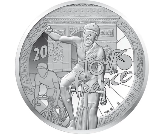 10 euró, Tour de France célba érés, Diadalív, , Ag 333, 13 g, Franciaország, 2025
