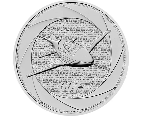 2 font, Microjet repülő, 007 logó, , Ag 9999, 31,1 g, Nagy-Britannia, 2025