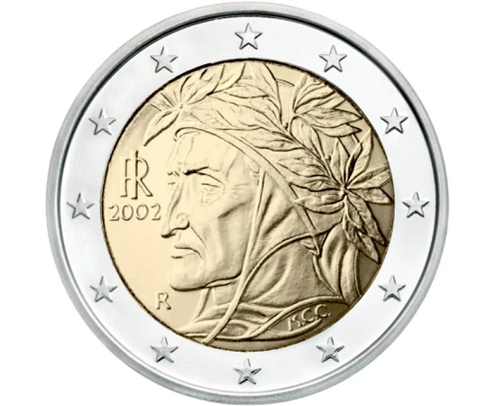  2 euró, Dante Alighieri, 2002-2015, Olaszország