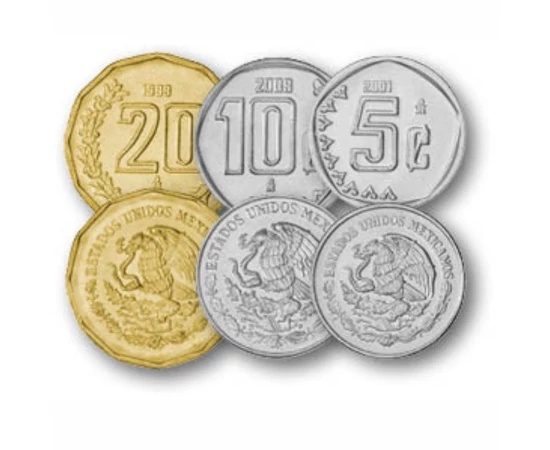 5, 10, 20, 50 centavo, 1, 2 peso, , 0, 0, Mexikó, 1992-2017