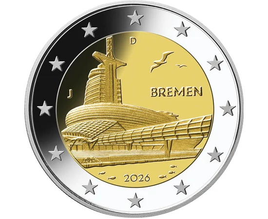 2 euró, Brémai Klímaház, , CuNi, 8,52 g, Németország, 2026