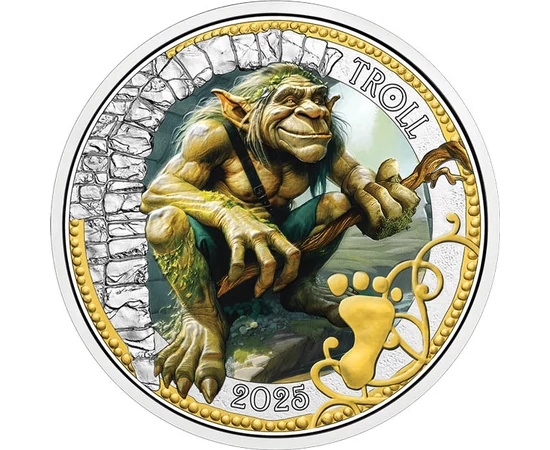 3 euró, Színes troll, lábnyom, , CuNi, 25 g, Ausztria, 2025