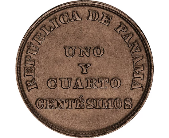 1 és 1/4 centesimo Névérték betűkkel kiírva bronz 31 g Panama 1940