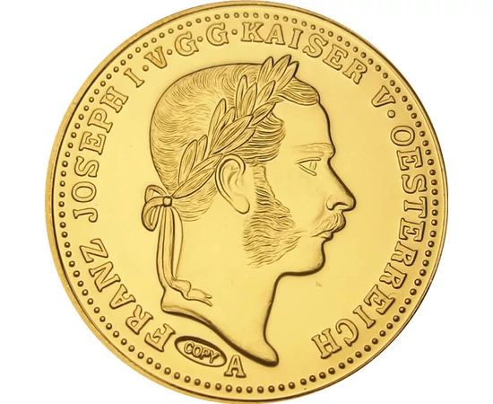 1 korona utánveret, Ferenc József portré, verdejel, CuNi+Au, 11,4 g, Osztrák-Magyar Monarchia, eredeti érme: 1866