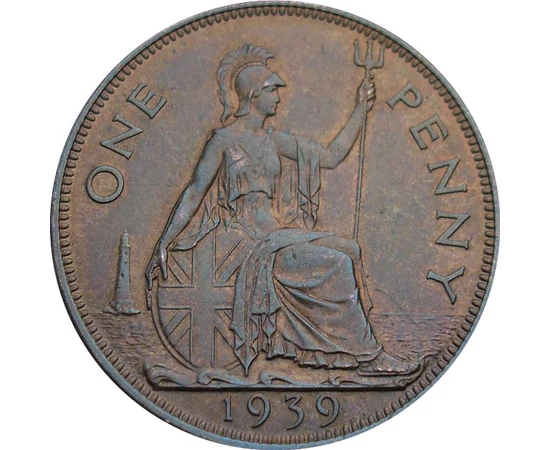 1 penny, Britannia nőalak pajzzsal, , , CuNi, 9,45 g, Nagy-Britannia, 1937-1948