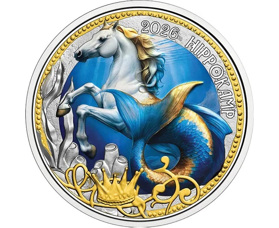 3 euró, Színes hippokampusz, korona, , CuNi, 16 g, Ausztria, 2026