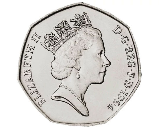 50 penny II. Erzsébet  CuNi 135 g Nagy-Britannia 1994