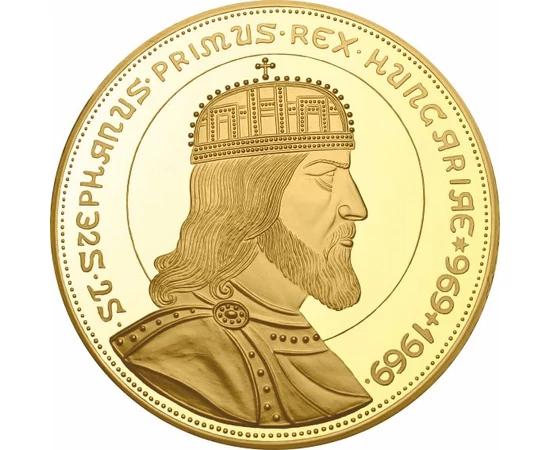 50 pengő fantáziaveret, Szent István születésének 1000. évfordulója, színarannyal bevont rézötvözet, eredeti érem: Magyar Népköztársaság, eredeti érem: 1969