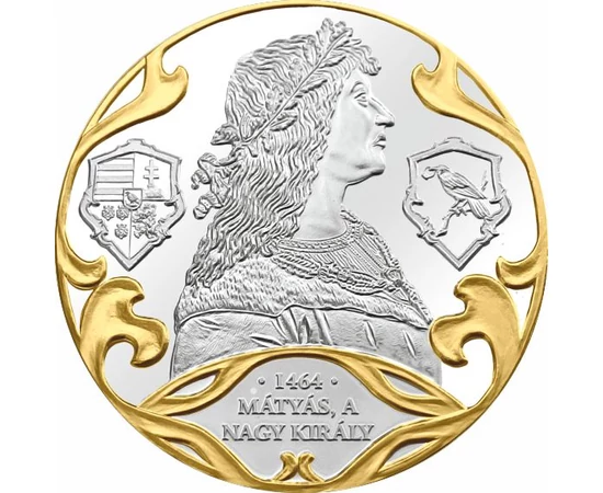 Hunyadi Mátyás koronázása 1464-ben, ezüstözött emlékérem