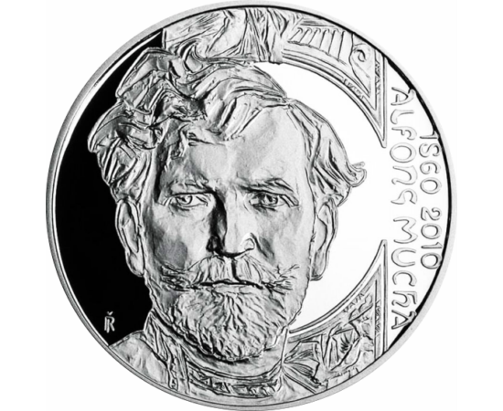 200 korona, A. Mucha, ezüst, 2010pp Cseh Köztársaság