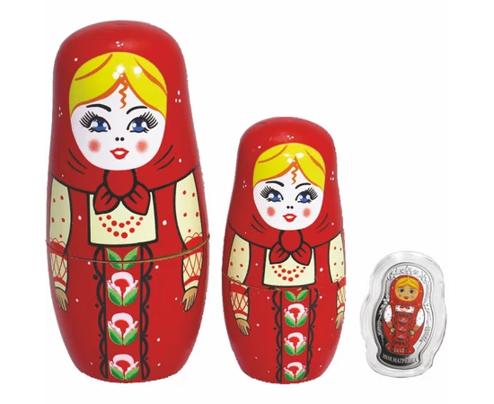 Matrjoska baba, 5 dollár, 1 uncia színezüst, Salamon-szigetek, 2017