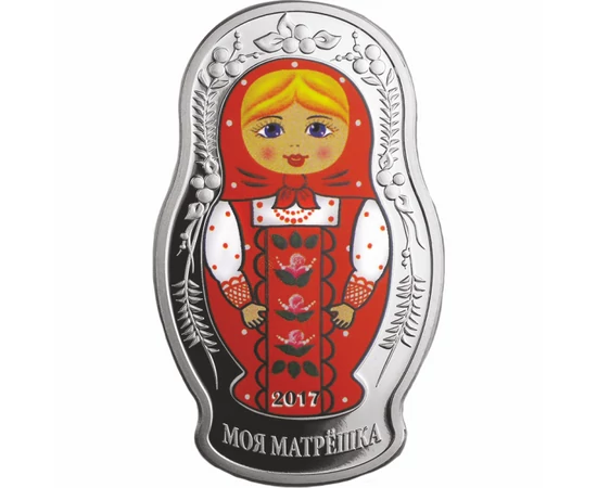 Matrjoska baba, 5 dollár, 1 uncia színezüst, Salamon-szigetek, 2017