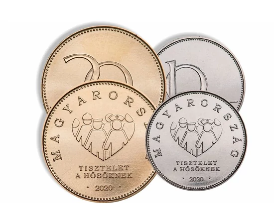 10, 20 forint, Forgalmi emlékérmék "Tisztelet a hősöknek" felirattal, réz-nikkel, Magyarország, 2020
